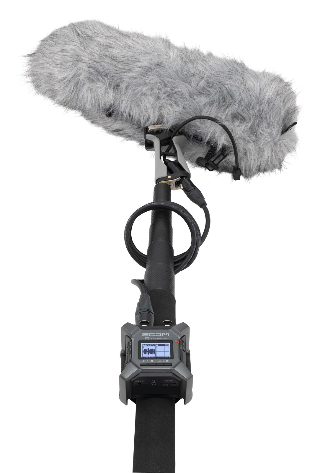 Zoom F3 32-bit float audio recorder.