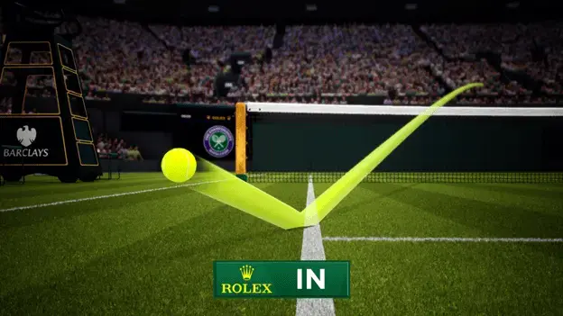 A visual representation of a tennis decision created by the Hawk-Eye system